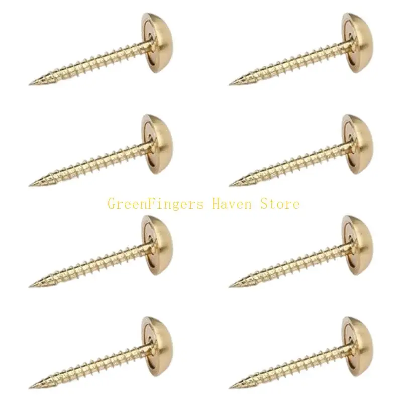 F68D Sturdy Brass Fasteners Mirror Screw Caps M3Thread 8pcs Furniture Hardware
