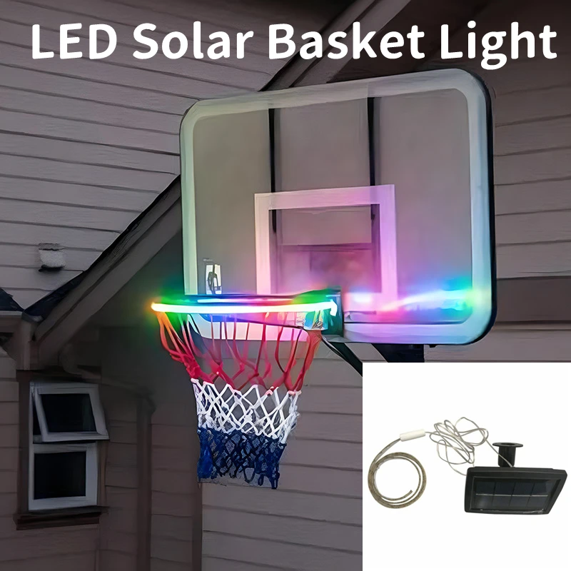 Solar Led Basketball Rim Lights 8 Flashing Modes Waterproof Adjustable Brightness Basketball Hoop Lights For Kids Boys & Girls