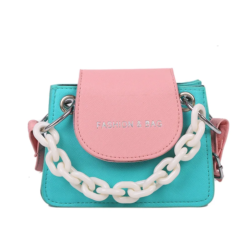 Juventude Senhoras Simples Saco Versátil Mulheres Mini Crossbody Bag Cadeia Acrílica Lady Hit Cor PU Couro Luxo Designer Shoulder Bag