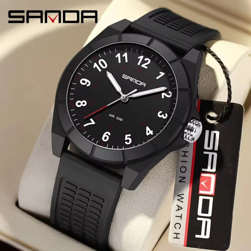 SANDA 6232 Top Brand Quartz Watch Children's Simple Waterproof Silicone Strap Night Light Boys and Girls Watch reloj niño