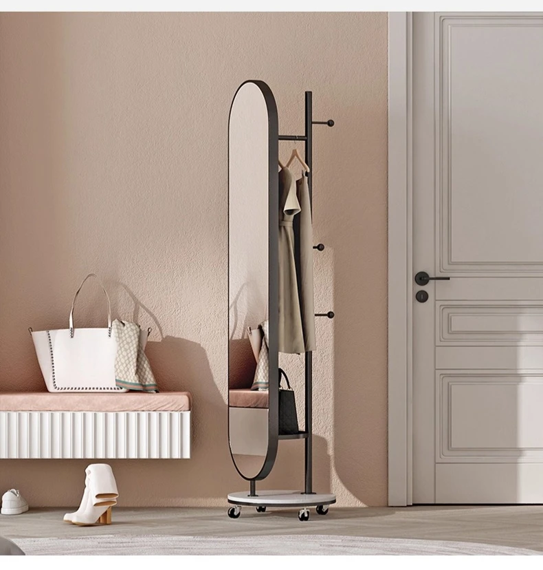 مرآة معلقة فاخرة قابلة للدوران لكامل الجسم، مرآة معلقة متعددة الوظائف لغرفة النوم الاسكندنافية، أرضية منزلية متعددة الوظائف