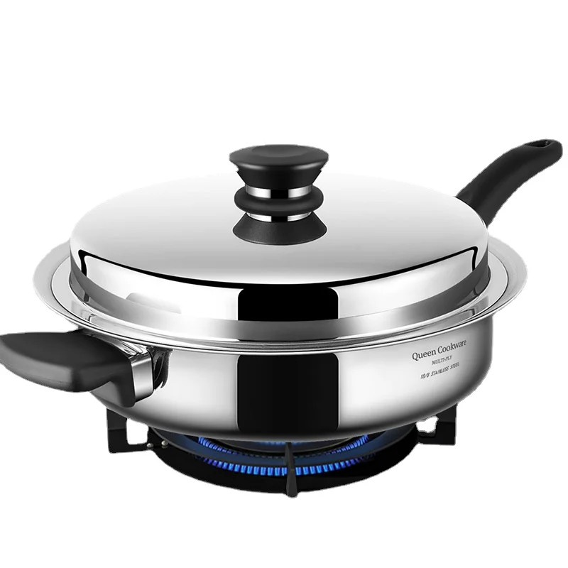 3L/1.4L 304 Stainless Steel Pan Non Stick Household Uncoated Steak Fryer Cookware  Cooking Pot Non Stick Frying Pan