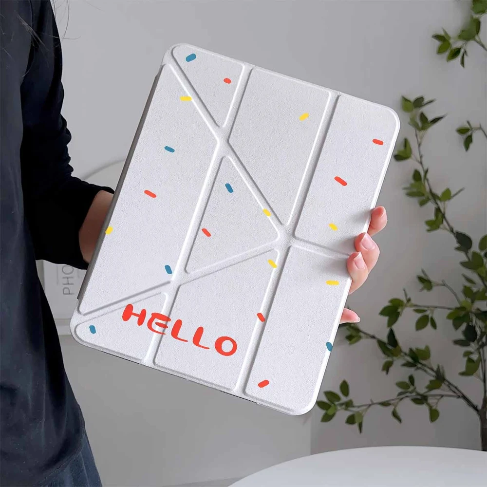 Colorful Hello For Samsung Galaxy Tab A8 A9 A11 S6 S7 S8 S9 S10 FE Plus Lite Protective Transparent With Pen Slot Tablet Case