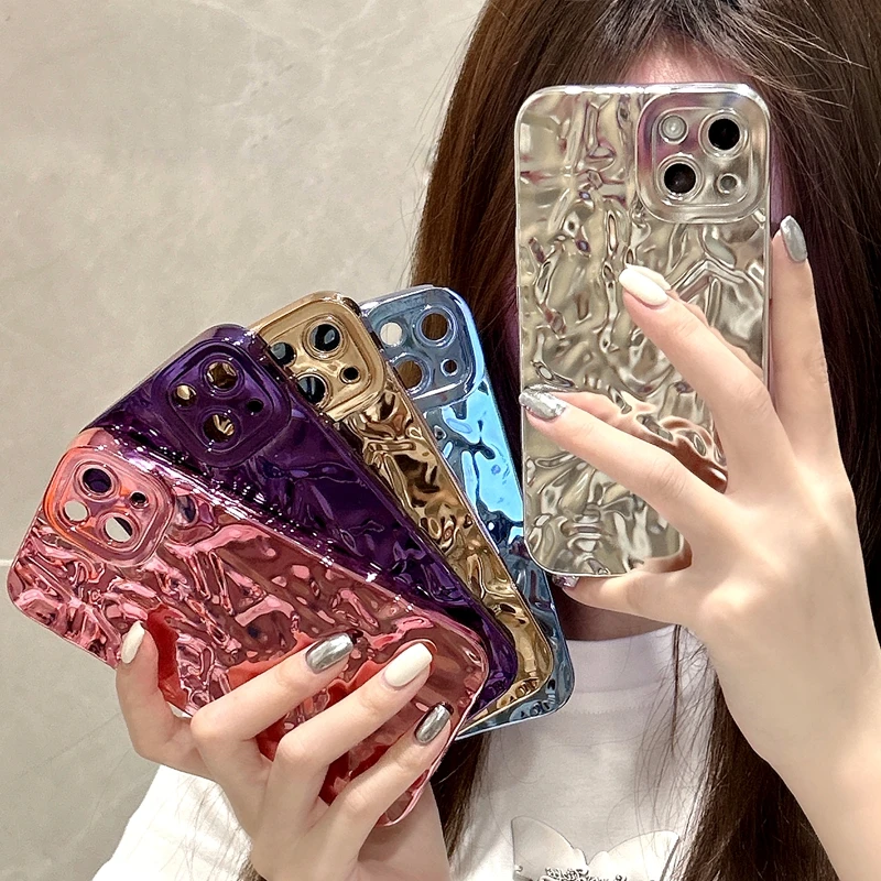 Luxury Fold Phone Case For iPhone 11 12 13 14 Pro Max X Xs XR Max 7 8 Plus SE 2020 2022 Soft Silicone Bumper Cases Cover