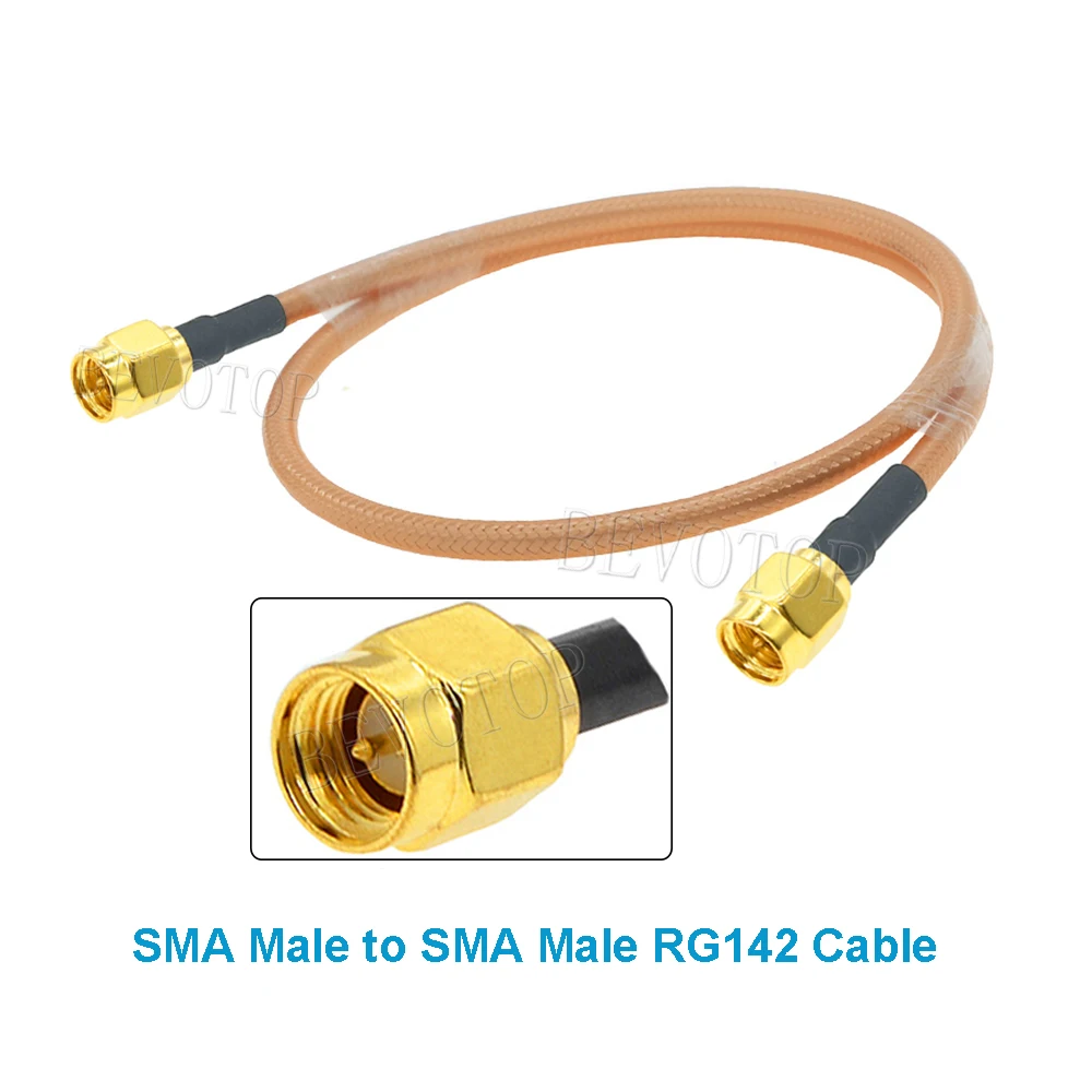 1PCS RG-142 Double Shielded Cable SMA Male to SMA Male Connector SMA RG142 RF Coaxial Pigtail Jumper Adapter Straight New Brass