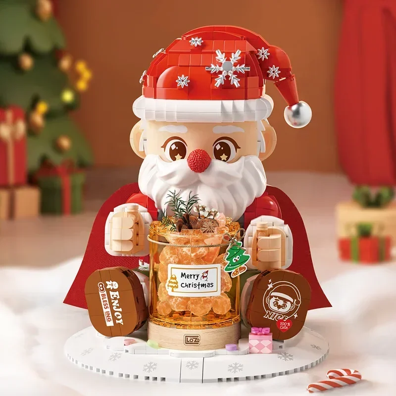 Creative LOZ Puzzle Brick Set with Model Decoration of Santa Claus, Christmas Aromatherapy Gift for Men and Women