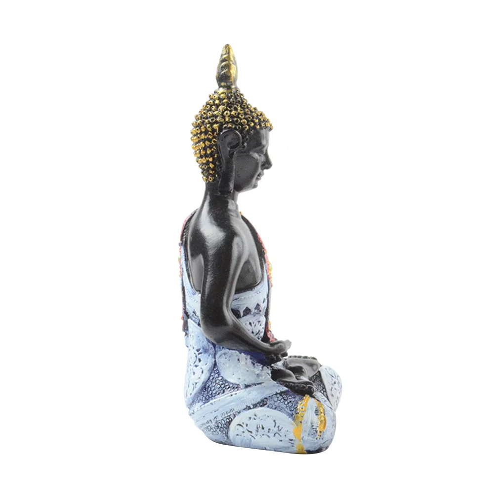 

Sitting Buddha Figure Creative Resin Buddhism Statues Blue Decorative Home Living Room Shelf Display Ornament Buddhism Statues