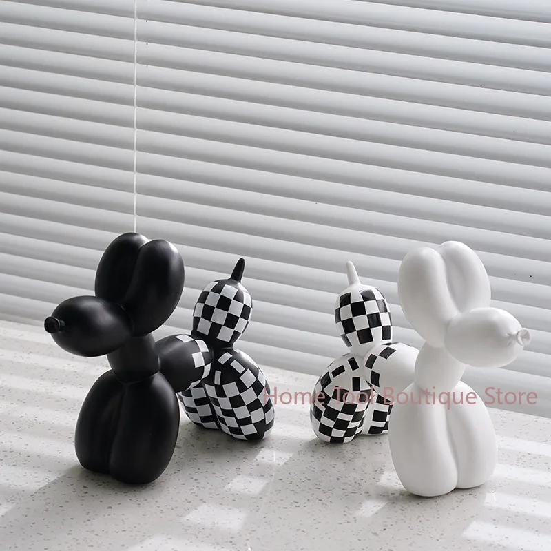 Vilead Graffiti Balloon Dog Sculpture Black White Puppy Living Figurines Bathroom Bedroom Tabletop Decoration Modern Room Solid