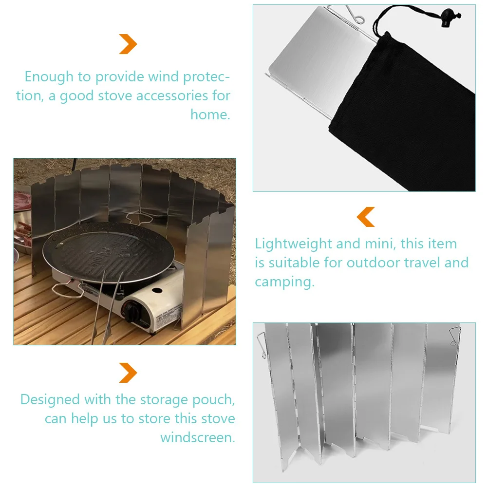 

Camping Supply Foldable Burner Windscreens High-Grade Material Storage Pouch Included Long-Lasting Wind Protection