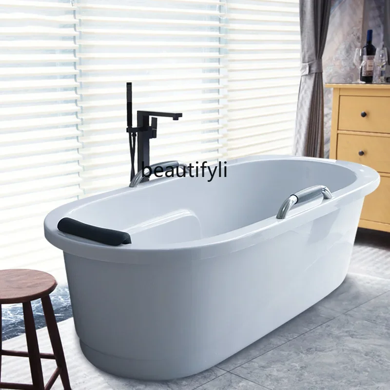 Acrylic Bathtub Household Small Apartment Environmental Protection Movable Independent Club Bathtub for Adults