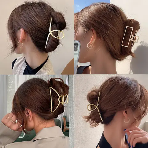 Headband Metal Crab Hair Clips Women Geometric Hair Claw Girls Clamps Fashion Metal Hair Crab Cross Hair Clips Headband Hairpin Fashion Hair Accessories