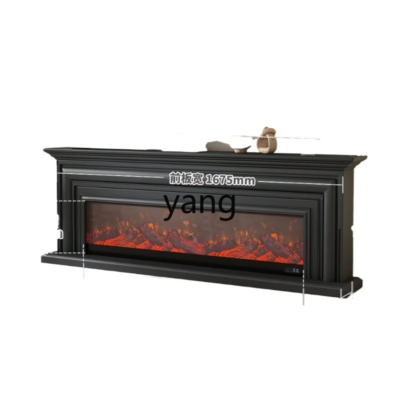 Yjq Minimalist Fireplace TV Cabinet Modern Minimalist Black Heating Electronic Emulational Decoration Floor Cabinet