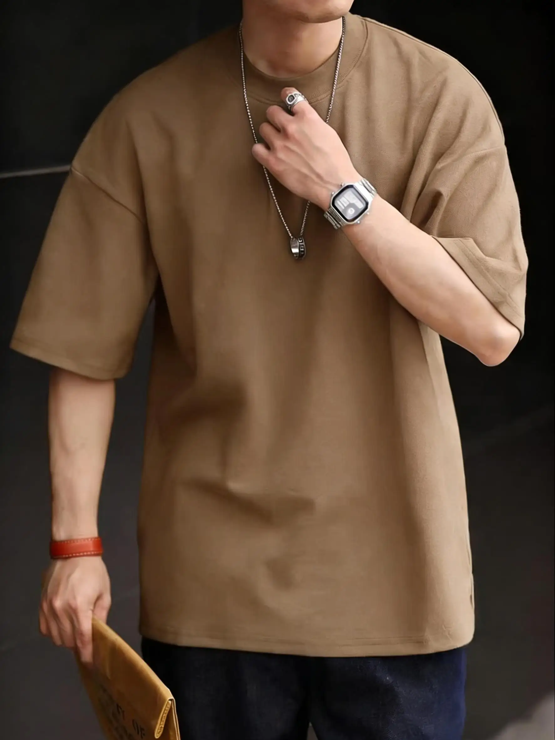 100% Cotton Solid T-Shirts Men Vintage Oversized 21 Colors Short Sleeves Fashion Couple Tee Unisex Simple Basics Clothing