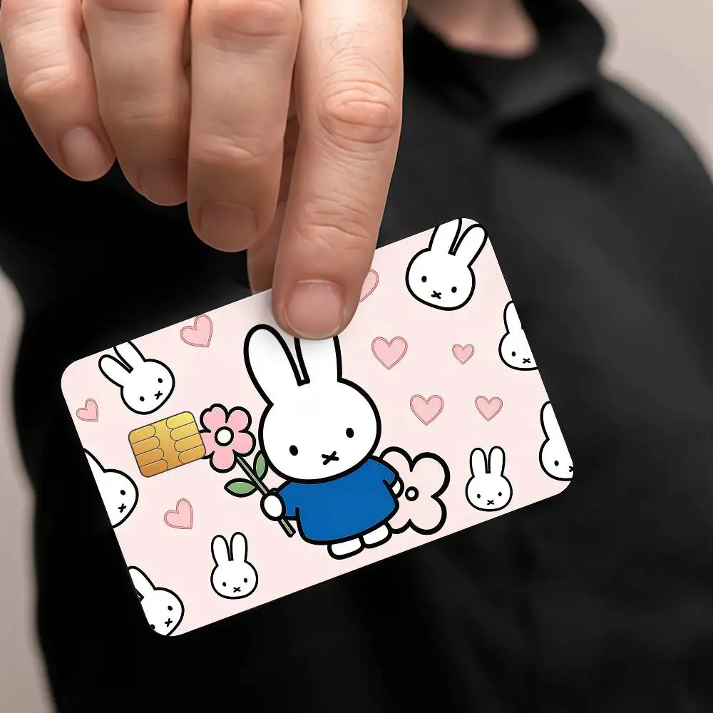 M-Miffy Cartoon-Schutzaufkleber für Kreditkarten und Öffentliche Verkehrskarten, Wasserfeste Kartenfront-Dekoration, 4 Stück – Detail 5