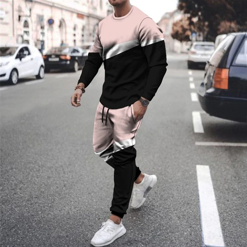 Men\'s Trousers Tracksuit 2 Piece Set 3D Printed Spring Autumn Streetwear Jogger Sportswear Long Sleeve Pullover Clothes Oversize