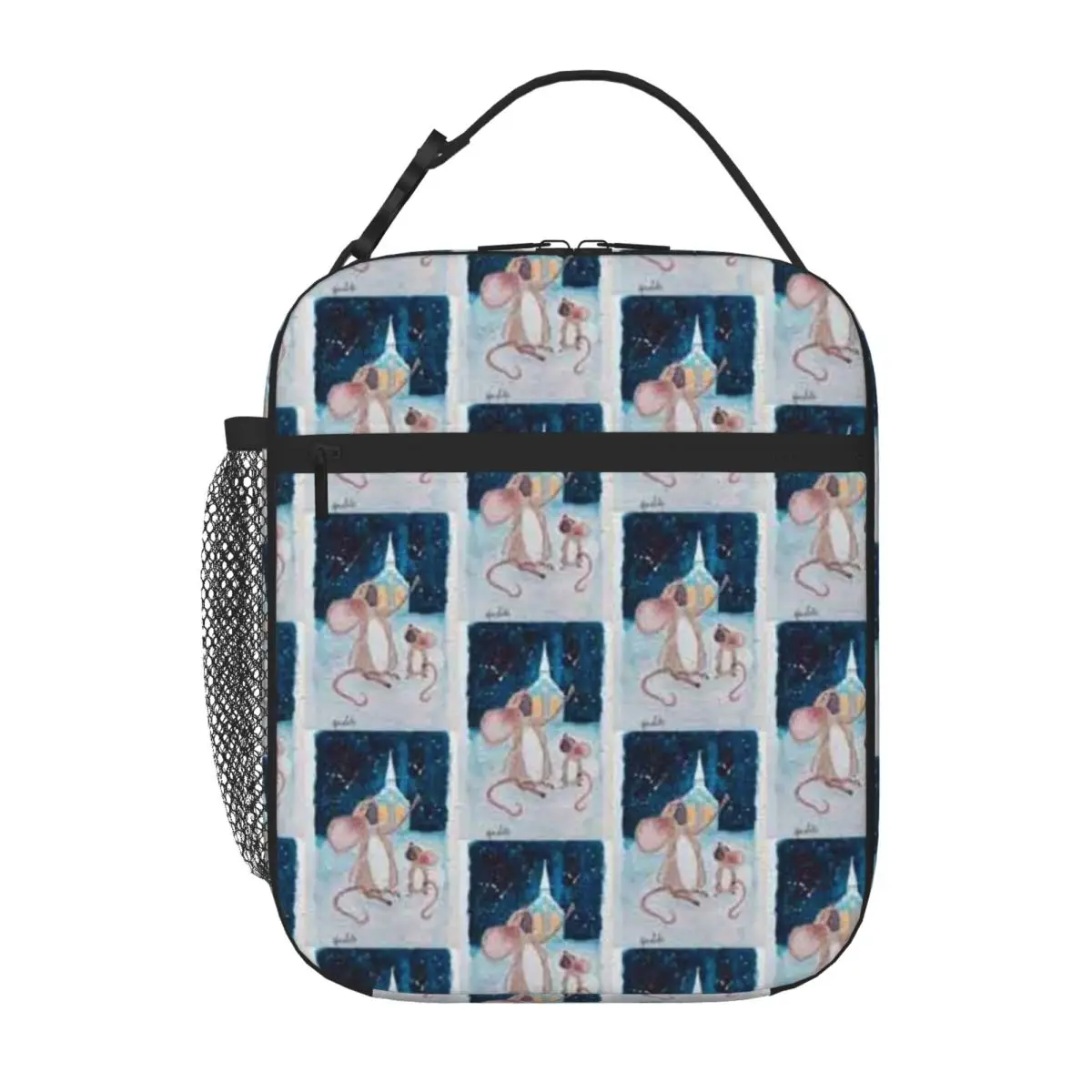 Bestselling Christmas Caroling Mice Done In Watercolor Kawaii Food Storage Bag Outdoor Picnic Leakproof Lunch Bag