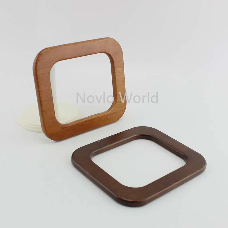 2-10-20 Pieces,4 Colors15X13cm Solid Tree Wood Big DIY Bags Handbags Handle,Oak Tree Wood Purse Square Handle Replacement