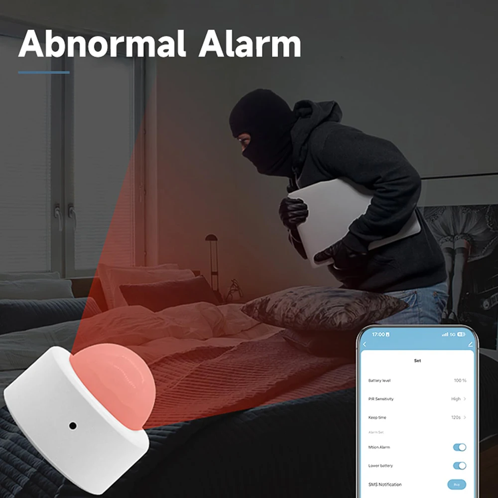 Tuya Zigbee Mini PIR Motion Detector Human Motion Sensor Infrared Detector Home Security Alarm Support Alexa Google Home Z2M ZHA