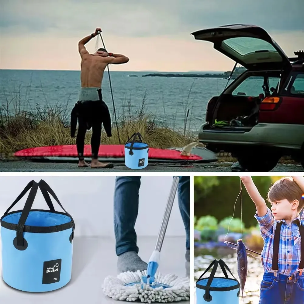 Foldable Water Bucket 12L/20L Portable Outdoor Travel Car Wash Sink Washing Bag Multifunctional Storage for Home & Car