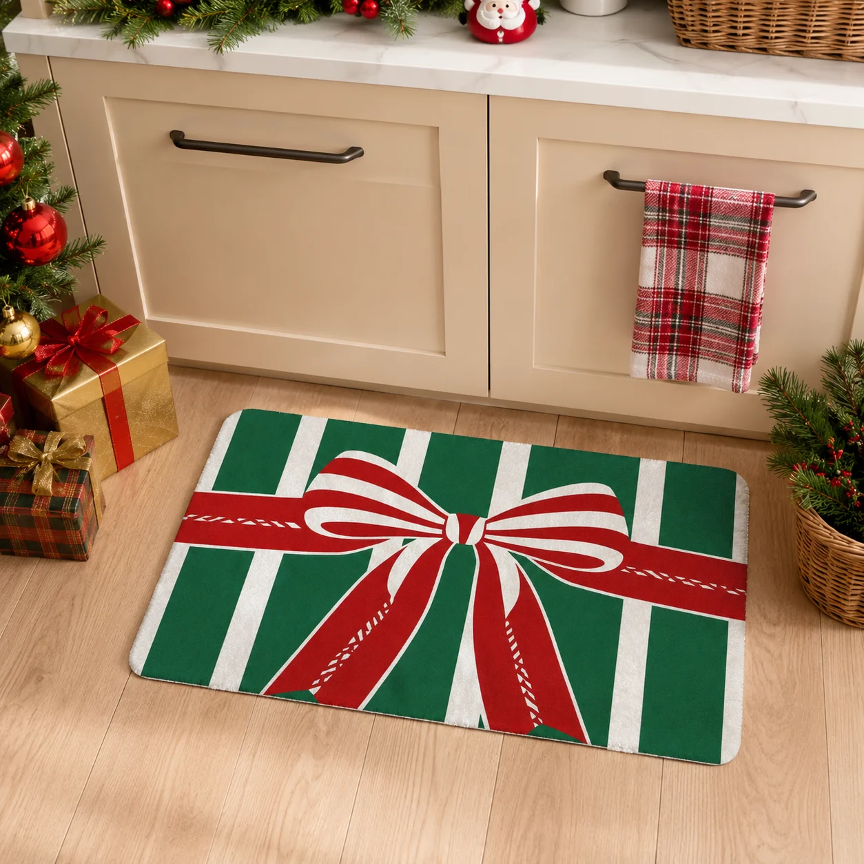 Christmas Doormat Welcome Mat Front Door Entrance Rug Indoor Covered Porch Holiday Home Decor Xmas Festive Entryway Decoration