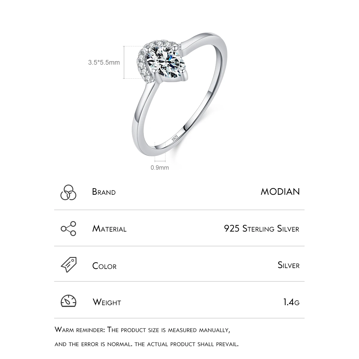 MODIAN Pure 925 Sterling Silver Oval Cut High-Class Dazzling Clear CZ Finger Ring For Women Trendy Fine Jewelry Anniversary Gift