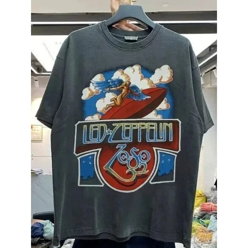 Led Zeppelin Rock Band Kurzarm-T-Shirt in schwarzer Farbe, Unisex-Nachdruck