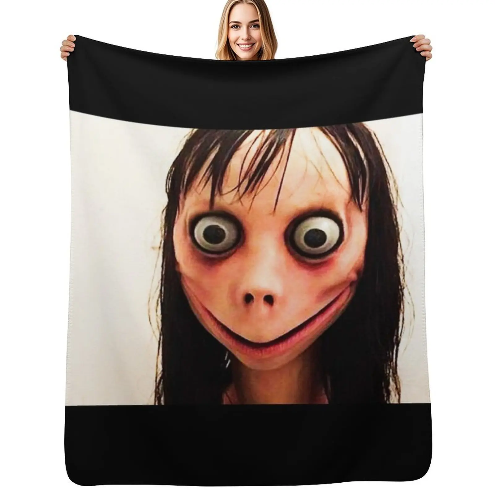 Momo (Creepypasta) Throw Blanket Stain Resistant Cozy Warm Blanket