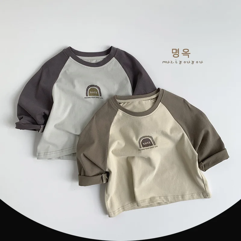 Long-sleeved Cotton Base Shirt Boys Grils Children Spring New Korean Loose Casual All-matching Fashionable Comfortable