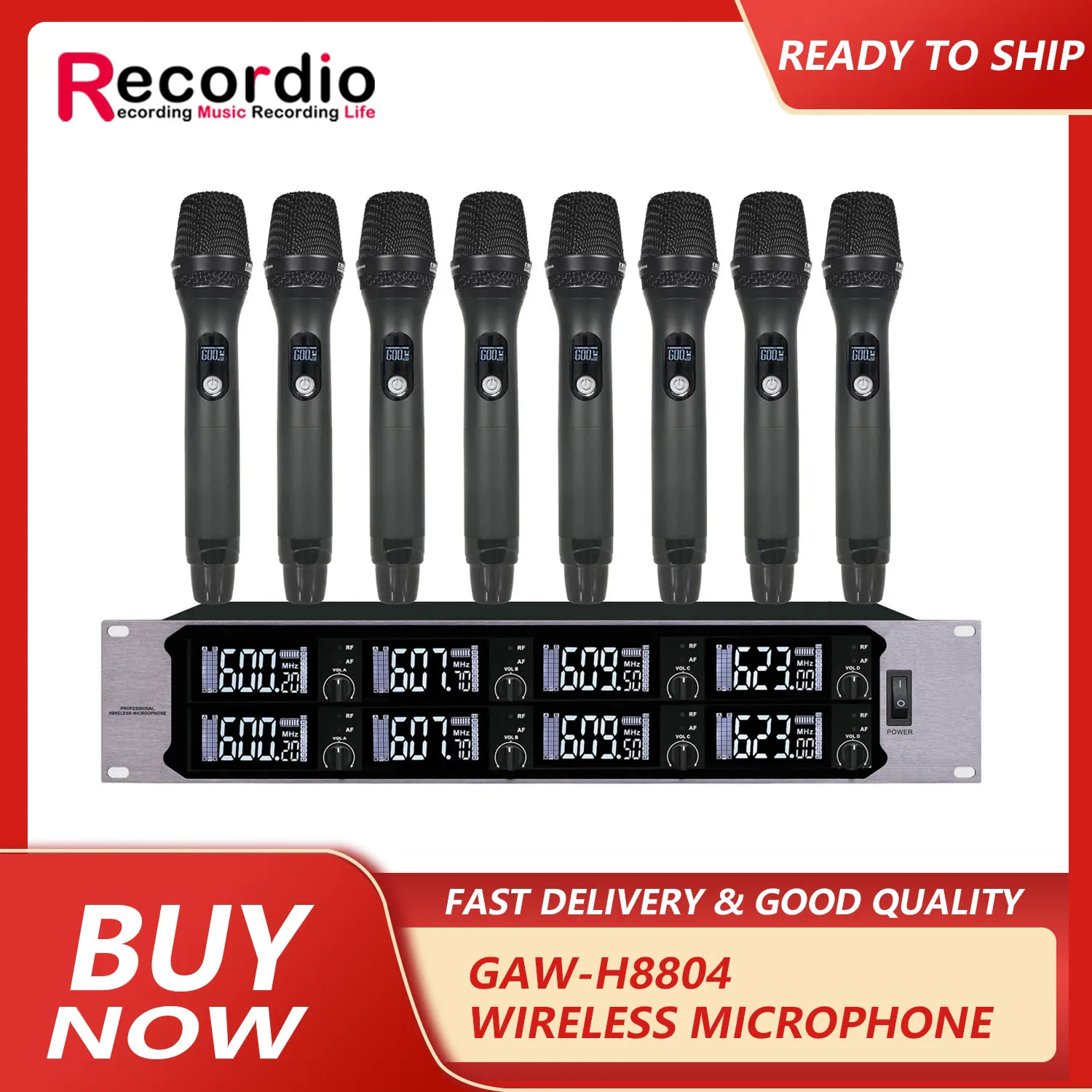 

GAW-H8804 One drag eight wireless metal microphone professional conference room stage performance UHF handheld microphone