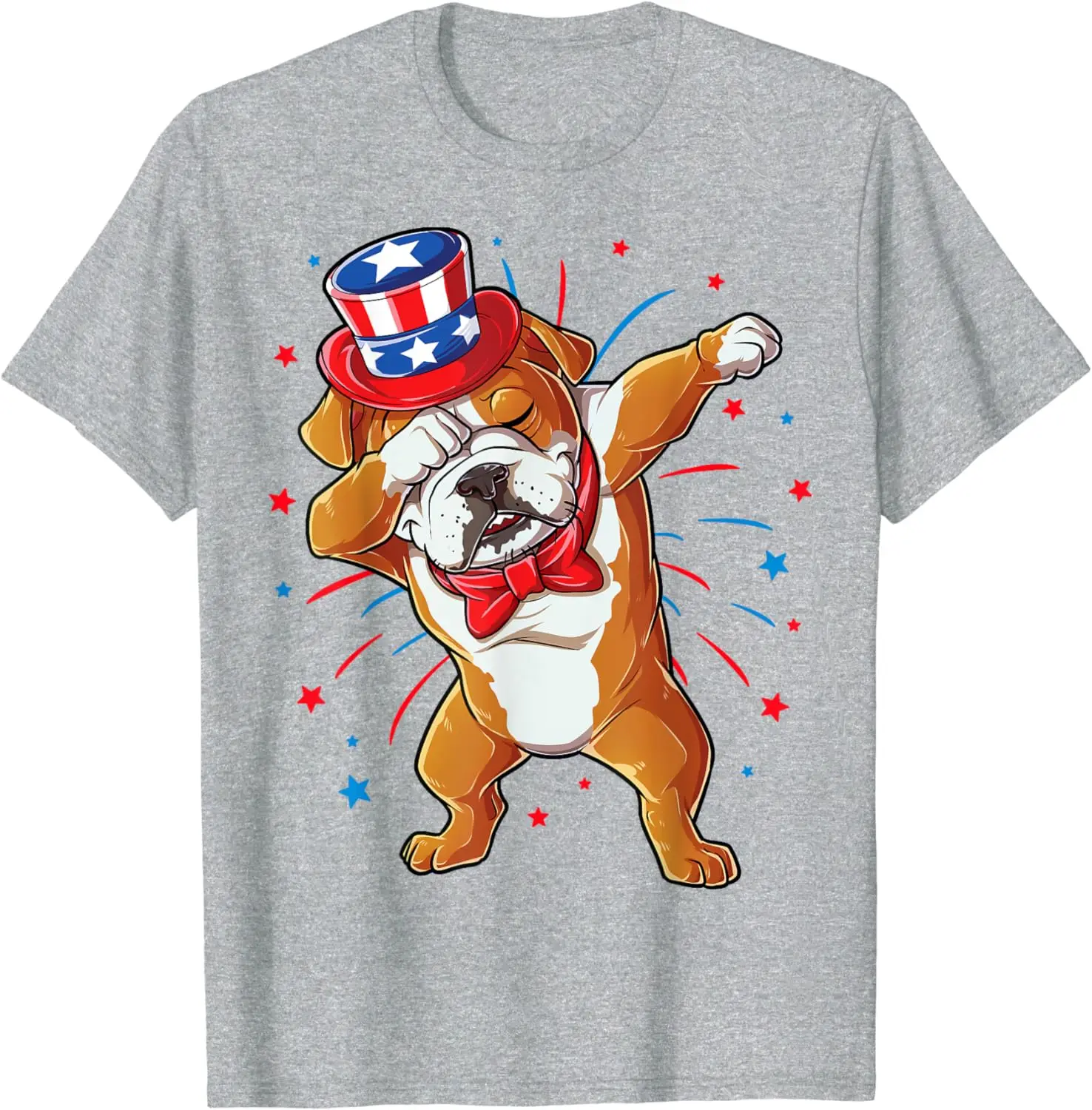 Dabbing English Bulldog 4th of July T shirt Men USA Flag T-Shirt