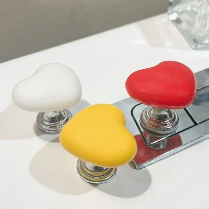 3pcs Heart Shaped Handle Toilet Flush Button Tank Push Switch For Bathing Room Decor Home Tool Bathroom Toilet Tank Decor