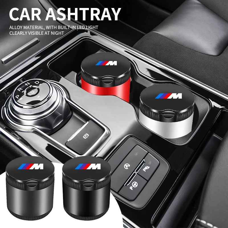 Car Portable Detachable LED Light Cigarette Ashtray Cup With Lid With For BMW M X5 E70 X1 E84 F49 X7 V8 F39 X3 E83 X6 E71 E72 X4