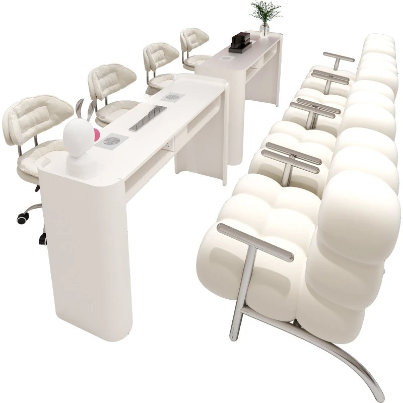 Cream wind manicure table and chair set high power second generation vacuum cleaner single and double three person