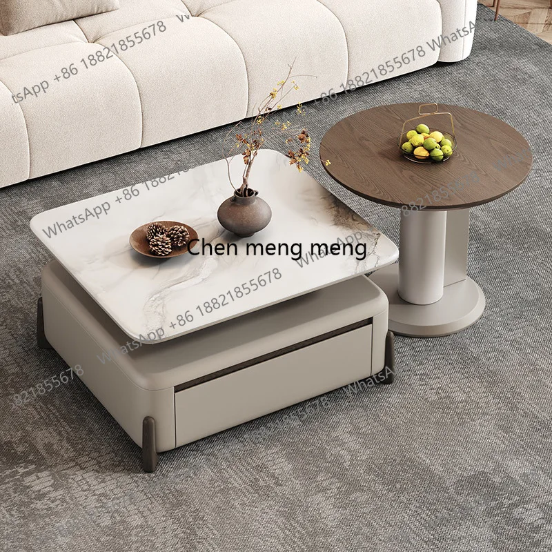 Minimalist 2-Piece Coffee Tables Set for Living Room Modern Home Interior Center Table with Storage Drawers Side Table Furniture