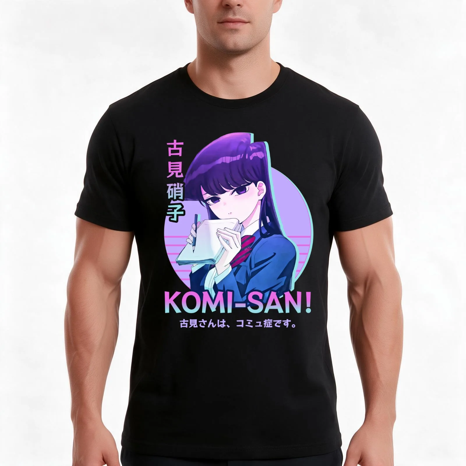 Komi san cant communicate T-Shirt, Summer Casual Cotton Tee, Oversized Streetwear Tops, Vintage Graphic Print, Unisex Men Women