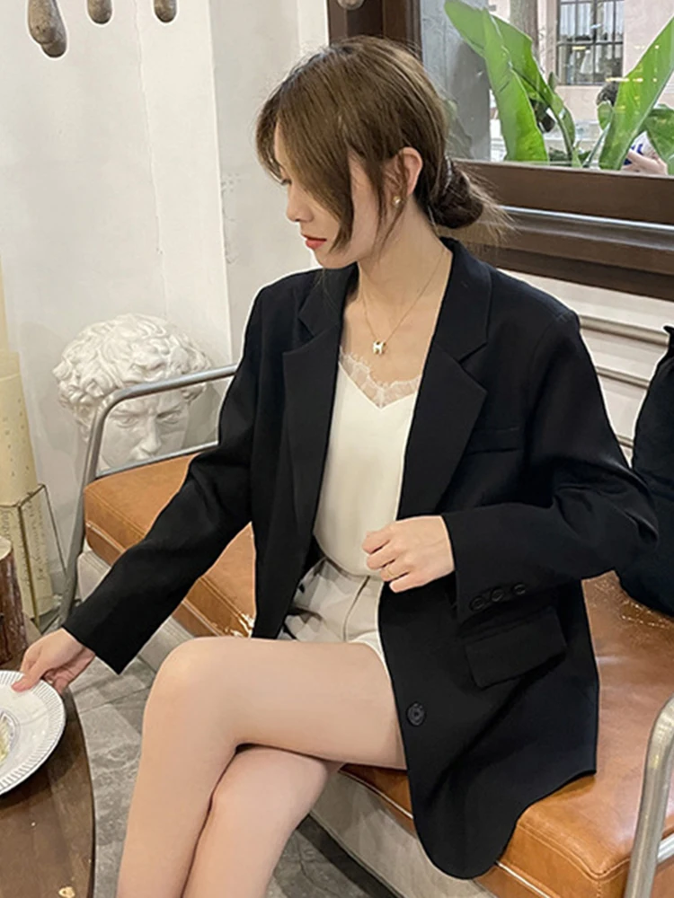 LANMREM Women Irregular Blazer Notched Solid Color Single Breasted Back Split Pockets Design Coat Fashion 2024 New 2Z1206