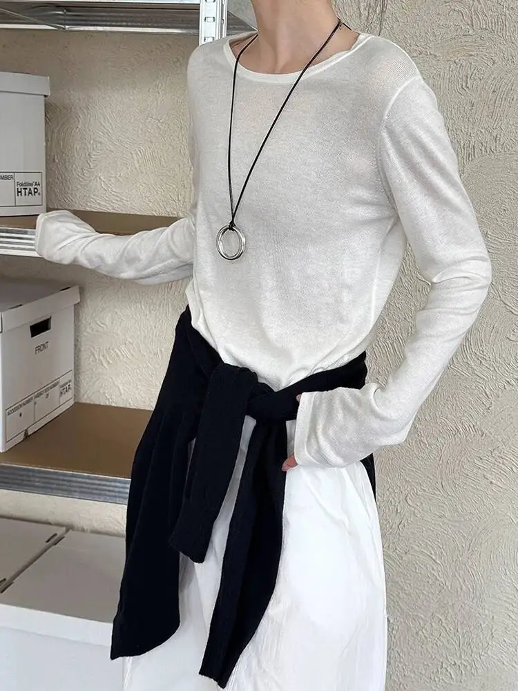 

Black Soft Thin Knitting Sweater Round Neck Long Sleeve Women Pullovers New Fashion Tide Spring Autumn