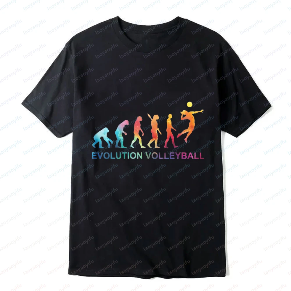 Evolution Volleyball Print T-Shirt Funny Retro Ball Game Outdoors Unisex Tee Summer Casual Sporty Trendy Athletic Wear Men Tops