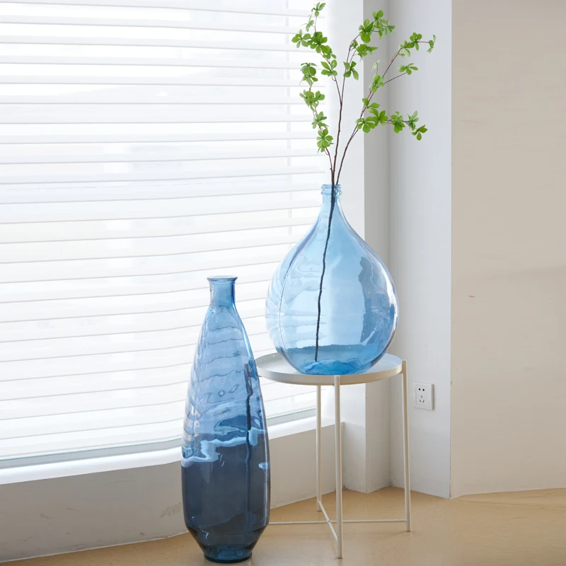 Glass transparent large vase ornament modern simple Nordic model room hotel living room entrance decorative flower ware