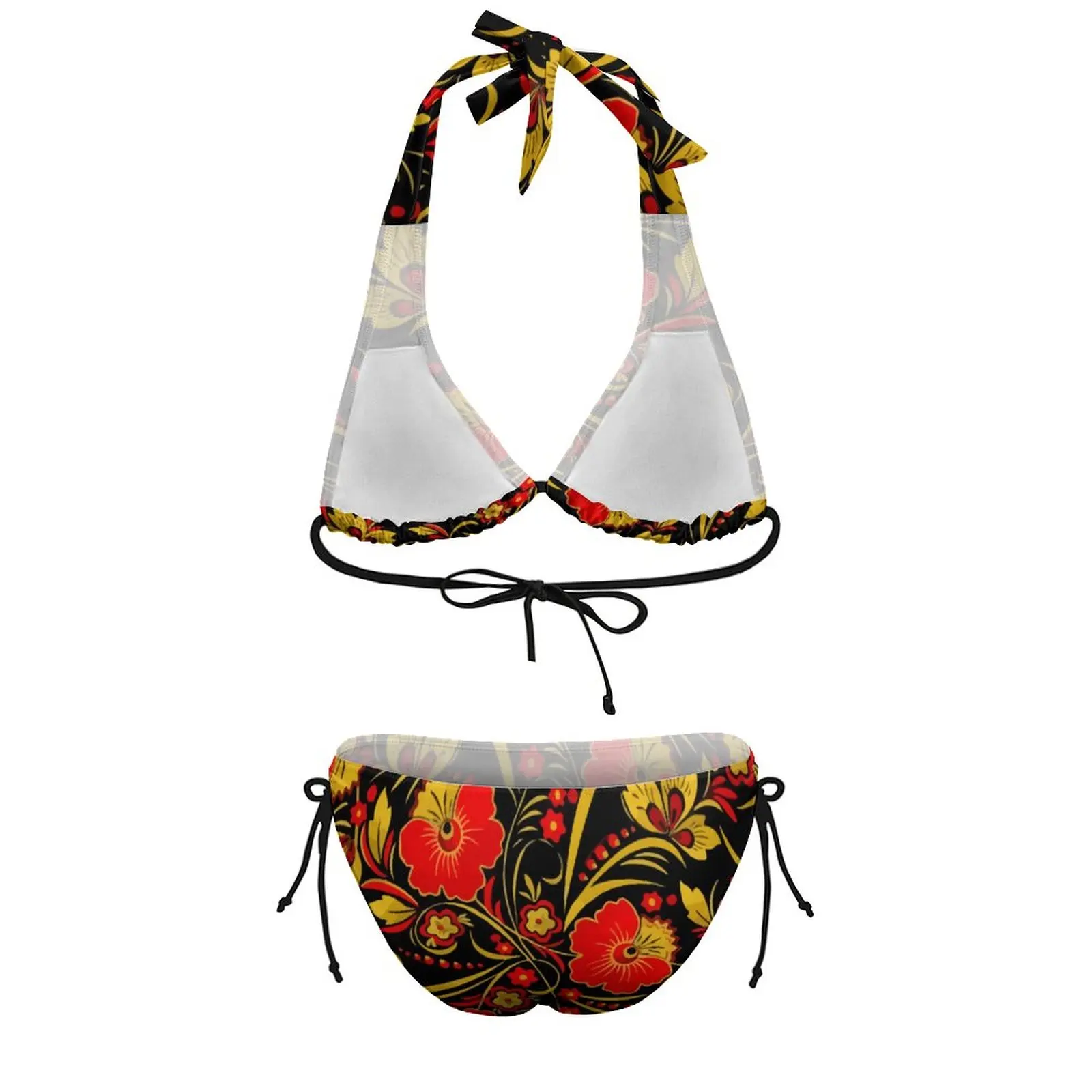 Rote Blume Bikini Set Sexy Retro Floral Print Bikini Badeanzug Fitness Bondage Bademode Stilvolle Badeanzüge Bademode Plus Größe 3XL