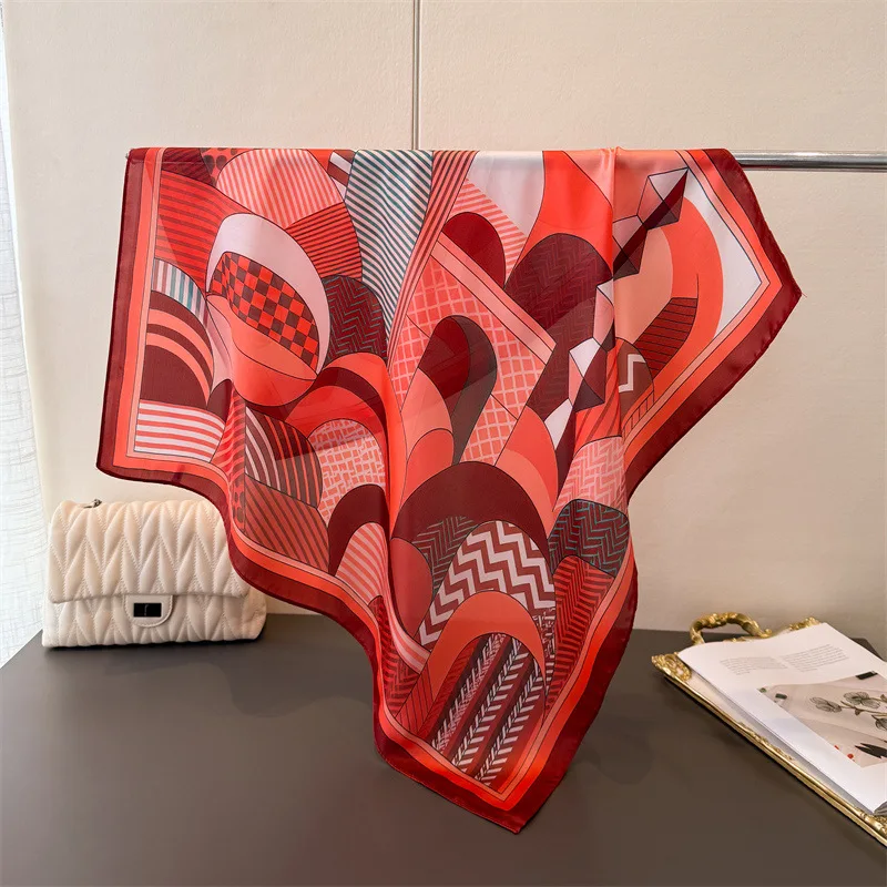 

Новые модные шелковые платки, шарфы на шею, женские квадратные шали с цветочным принтом, платки-хиджабы, женские офисные платки, банданы, шарфы-муфли