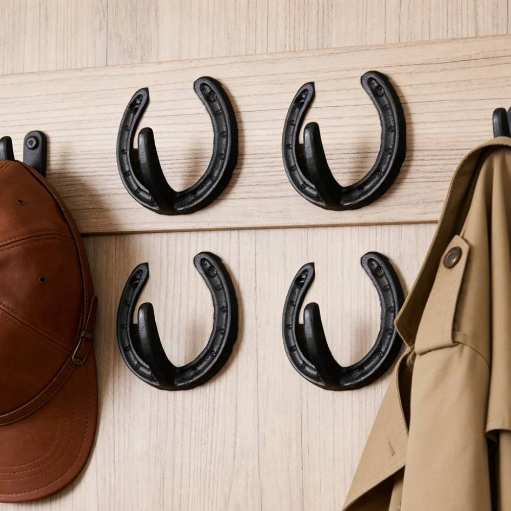 

1/2/4 шт. Чугунные настенные крючки-подковы в винтажном стиле, черные, для одежды и головных уборов, для дома, сада, прихожей, для хранения и организации
