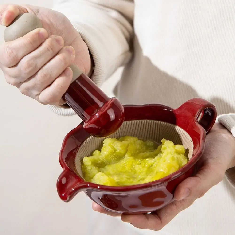 

Manual Kiln Ceramic Grinding Bowl Vintage Handle Baby Food Milling Bowl with Pestle and Handle Guide Outlet Wasabi Grinding Bowl
