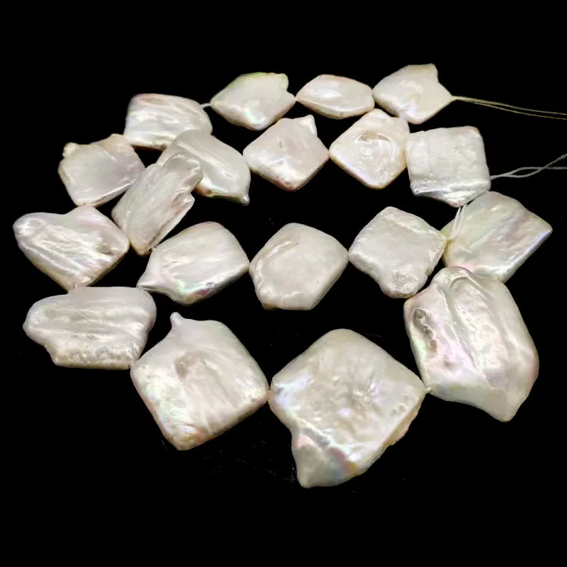 16 inches 20-30mm Diagonally Drilled Flat Rectangle Pearls Loose Strand