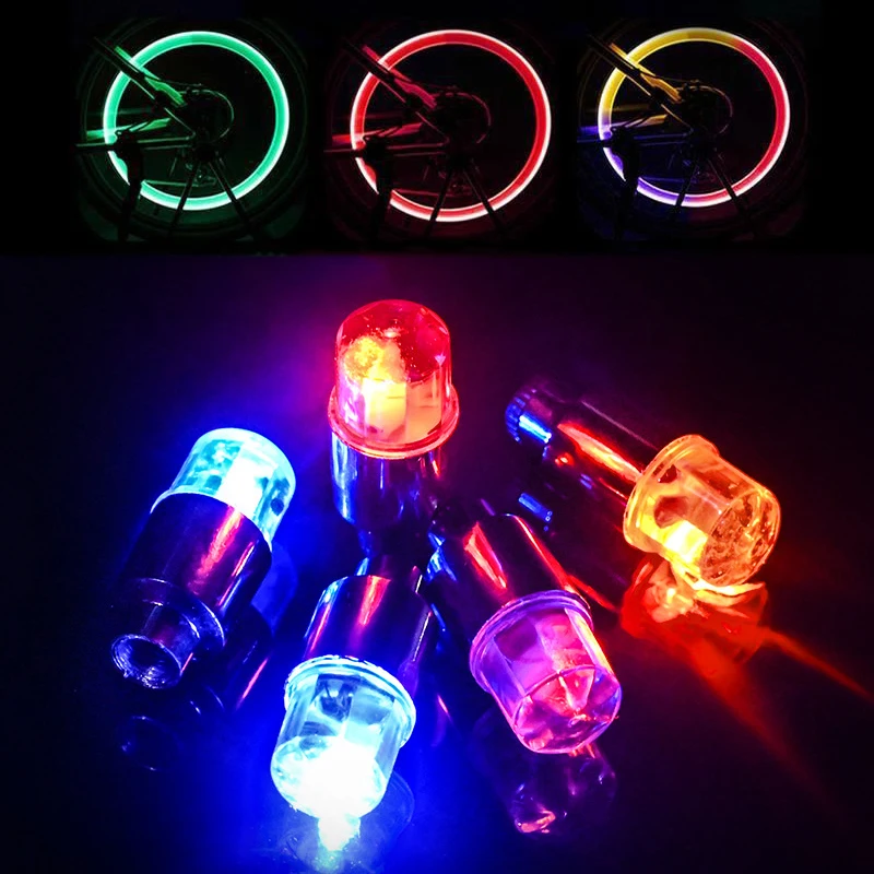 2Pcs Tire LED Lights Bicycle Tire Valve Cap Lighting Motorcycle Bike Wheel Lamp Flash Lamps Colorful Road MTB Bike Accessories