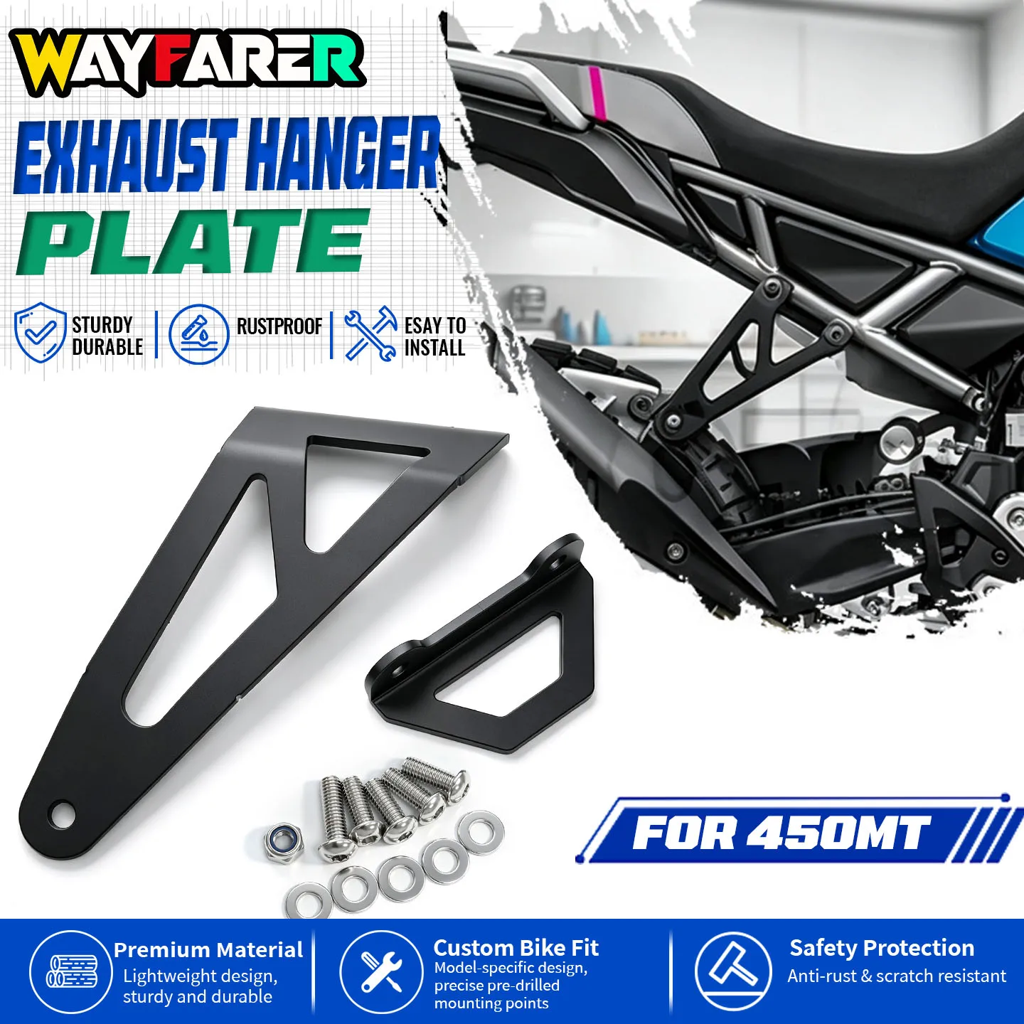 Exhaust Bracket Holder for CF 450MT MT450 IBEX 450 2024-2026 Motorcycle Exhaust Hanger Mount Accessories Replacement