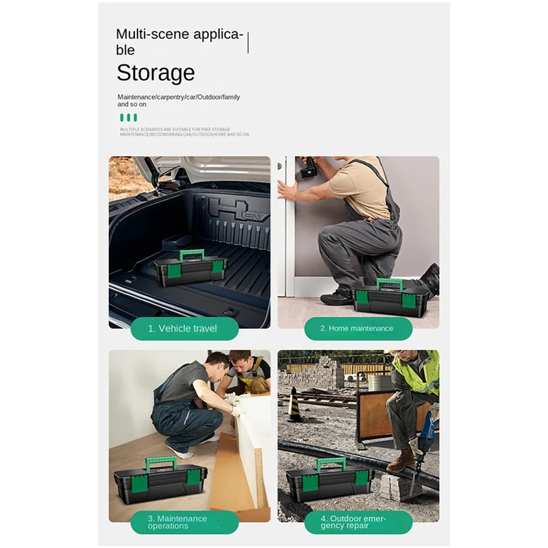 ABYN-10 Inch Tool Box Plastic Tool Storage Box With Handle For Carpentry And Electrician Repair Portable Tool Storage Box