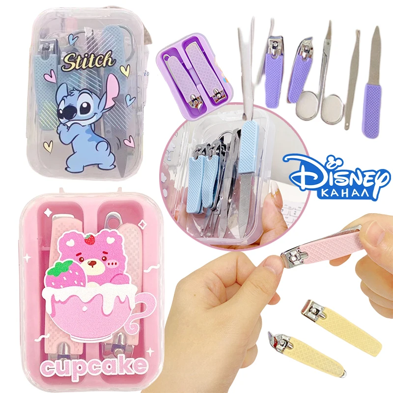 2/7 Pcs Disney Stitch Nail Clippers Set of Stainless Steel Personal Care Tools Eyebrow Scissors Cartoon Beauty Complete Manicure