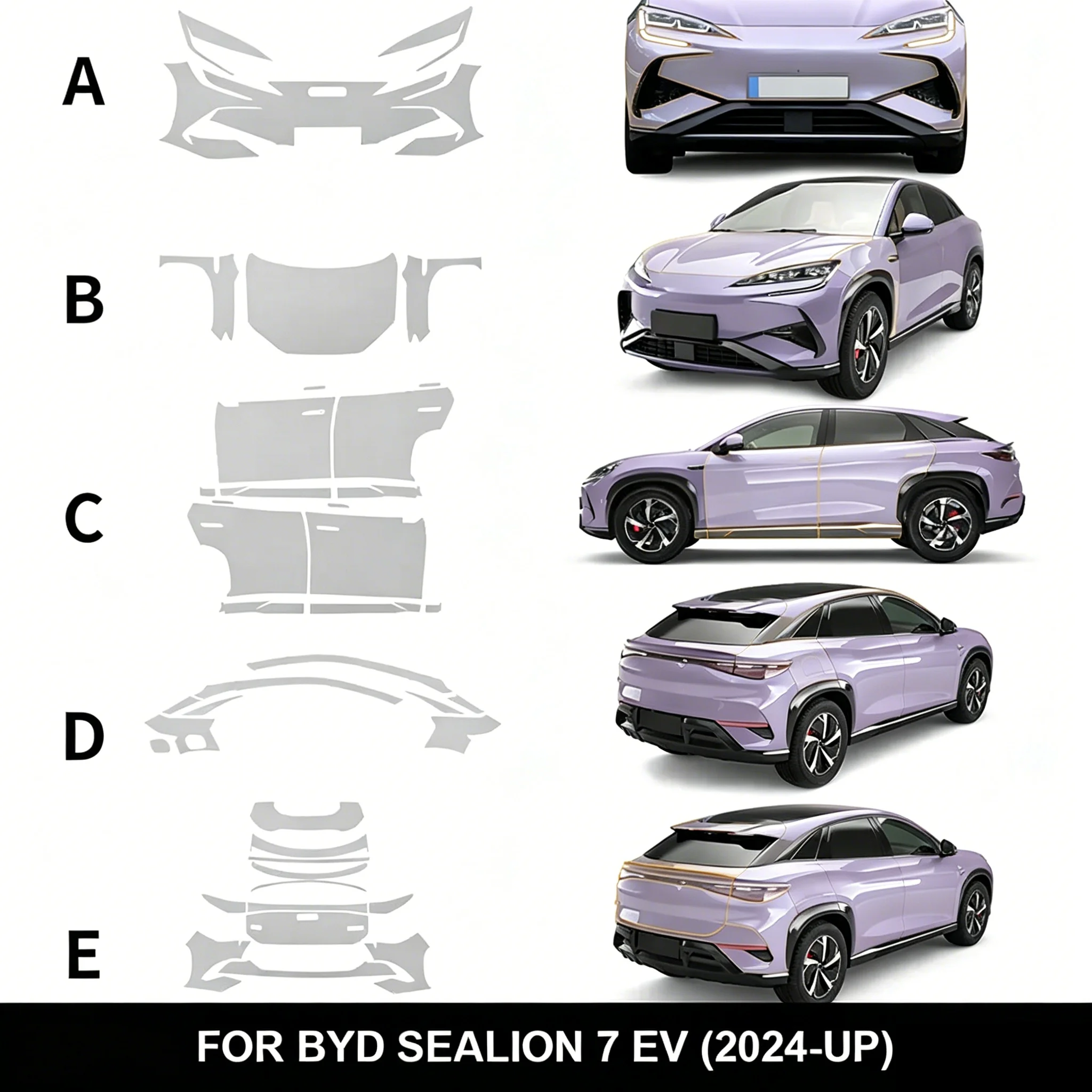 For BYD Sealion 7 EV 2024-2025 9Mil Car Body TPU Transparent Protective Film PPF Pre-Cut PPF Scratch Resistant Film