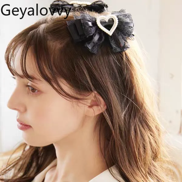 

Милая заколка для волос в японском стиле для девочек, кружевной бант со стразами, женские аксессуары для волос, набор из четырех трех цветов в комплекте, новый головной убор